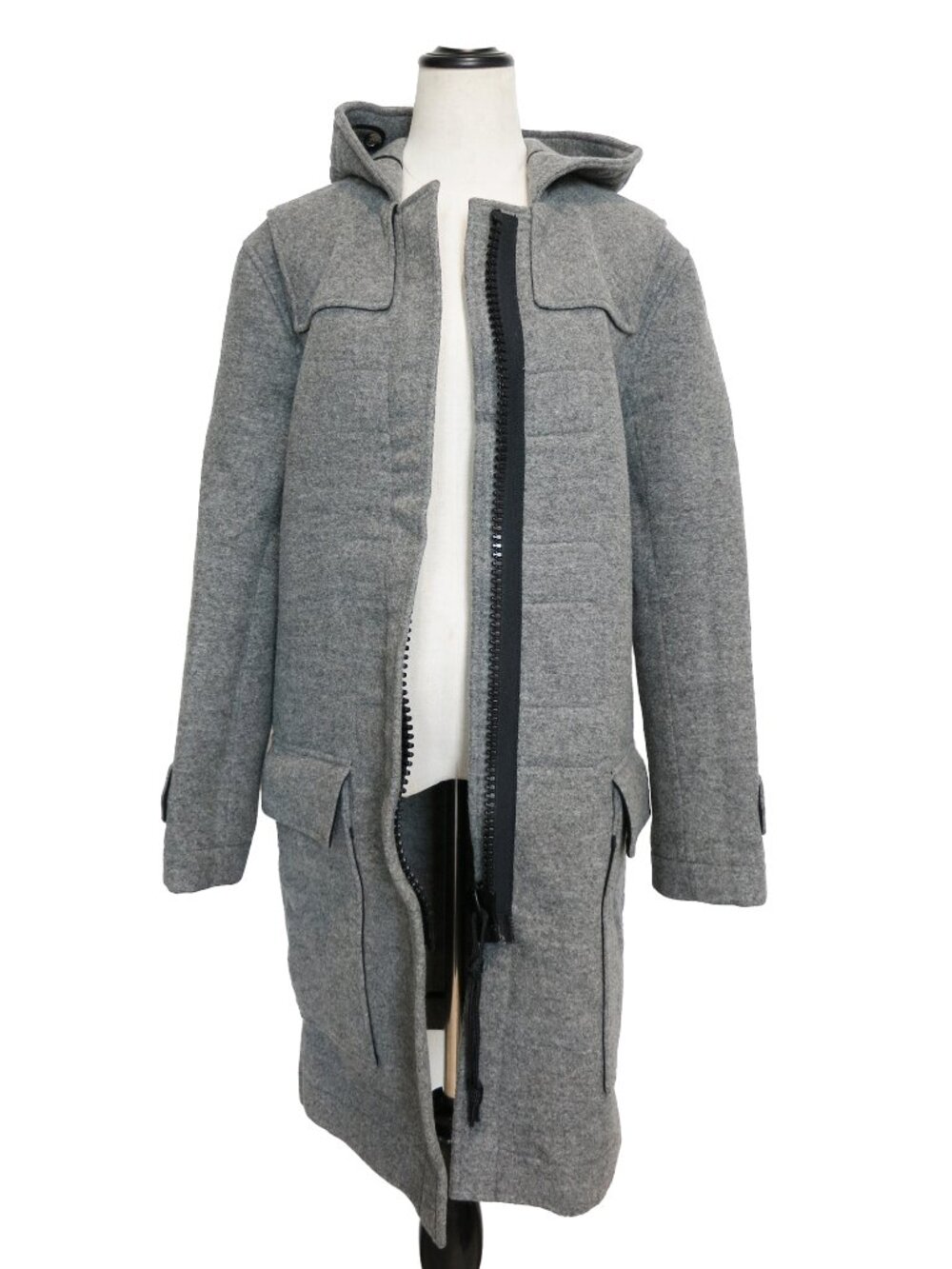 CELINE PHOEBE PHILO Gray Wool Hooded Zip Up Coat 34 / 2